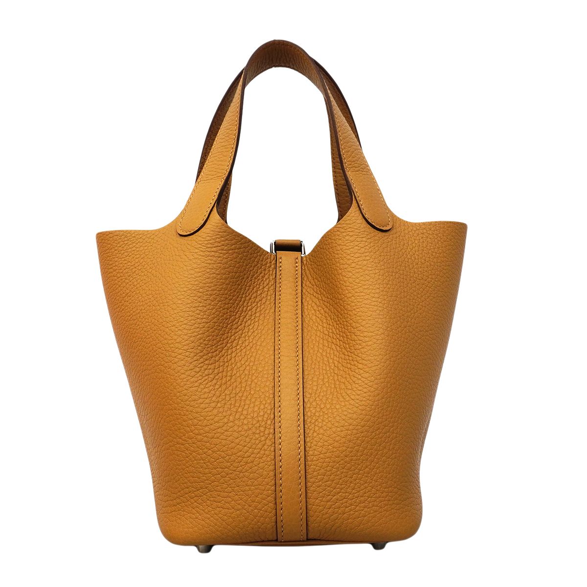 Hermes Handbag Picotin Lock PM Taurillon Clemence Tabac Camel Silver — view 6