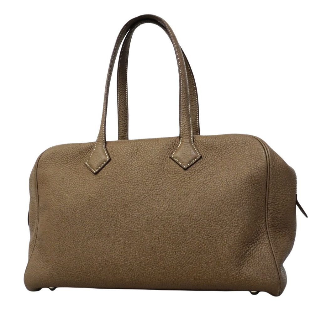 Hermes Handbag Victoria 35 Taurillon Clemence Etoupe Silver