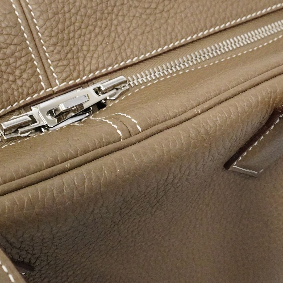 Hermes Handbag Victoria 35 Taurillon Clemence Etoupe Silver — view 9