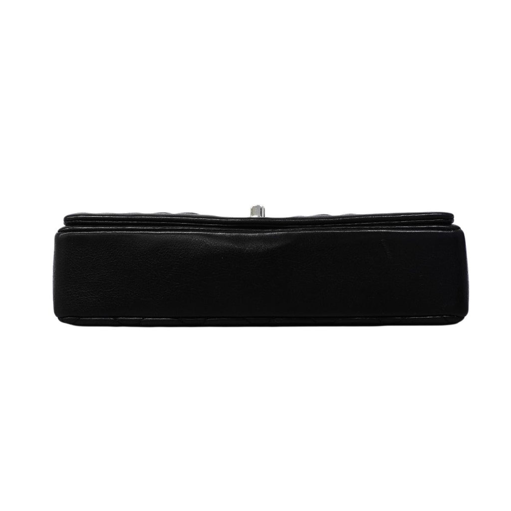 Chanel Shoulder Bag Quilted Leather Black Silver — view 3