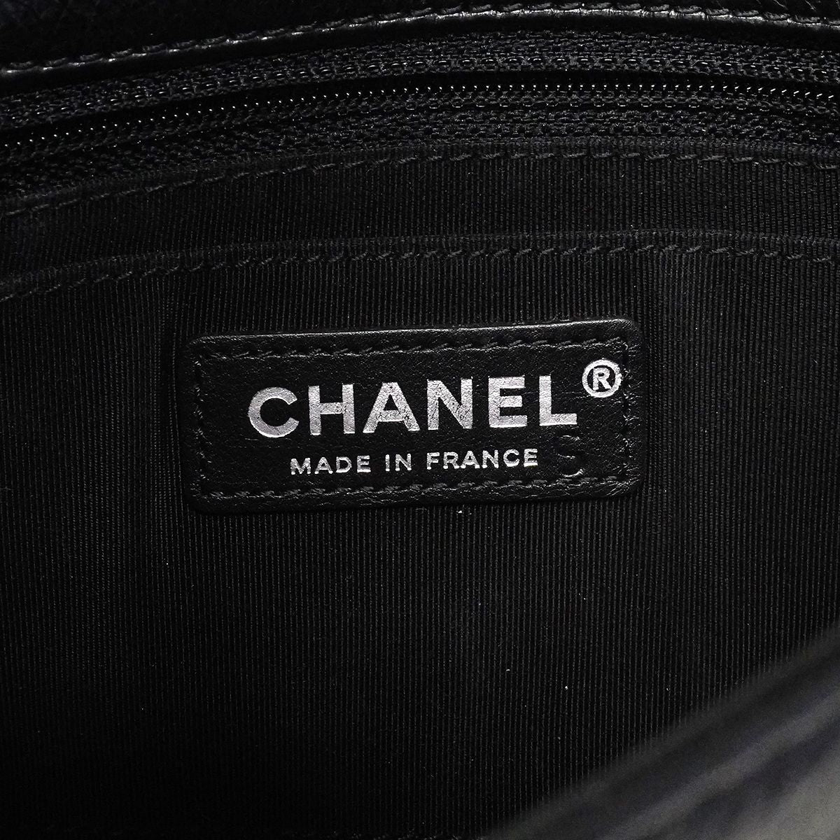 Chanel Shoulder Bag Quilted Leather Black Silver — view 5