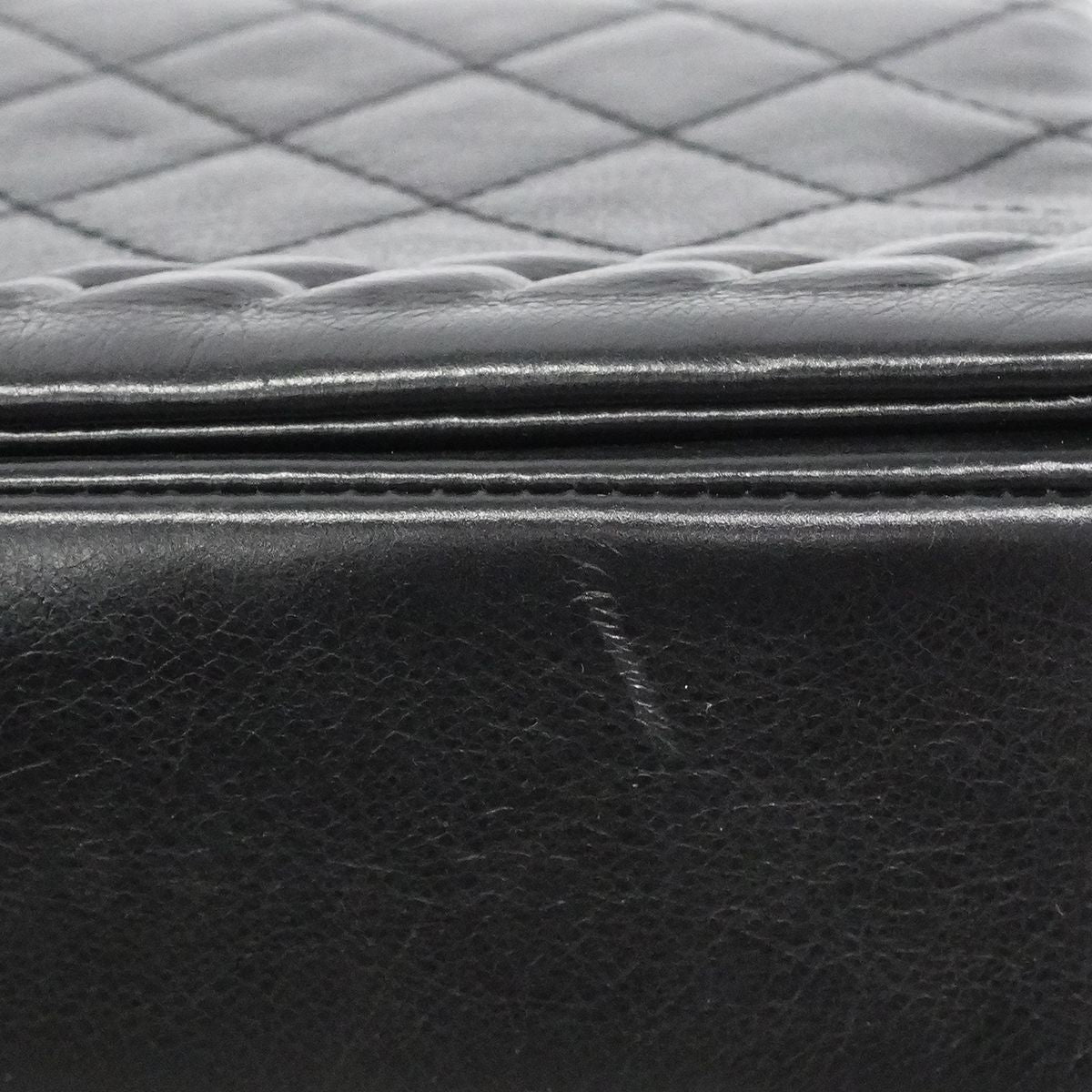 Chanel Shoulder Bag Quilted Leather Black Silver — view 6