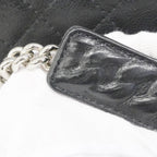 Chanel Shoulder Bag Quilted Leather Black Silver — view 9
