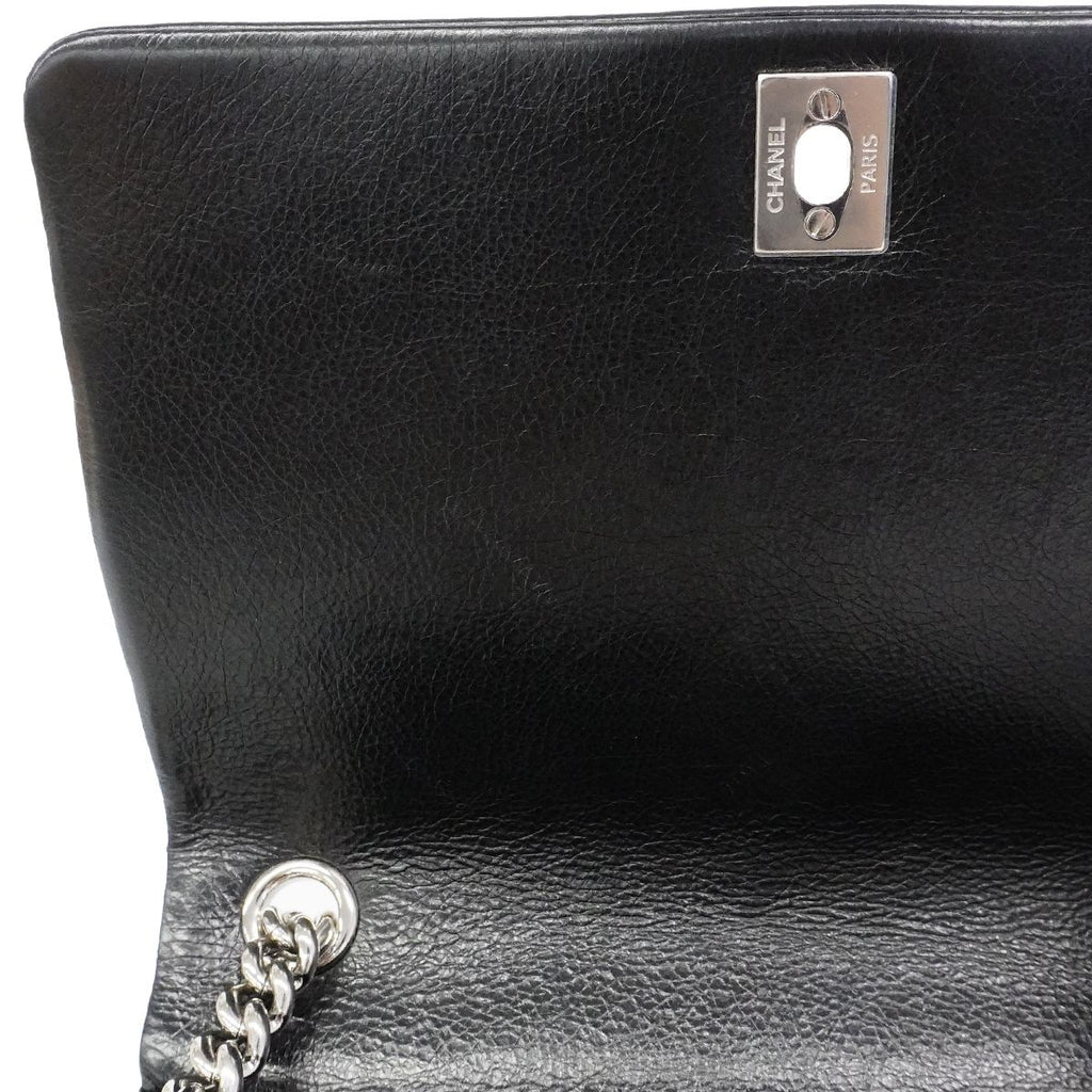 Chanel Shoulder Bag Quilted Leather Black Silver — view 7