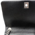 Chanel Shoulder Bag Quilted Leather Black Silver — view 7
