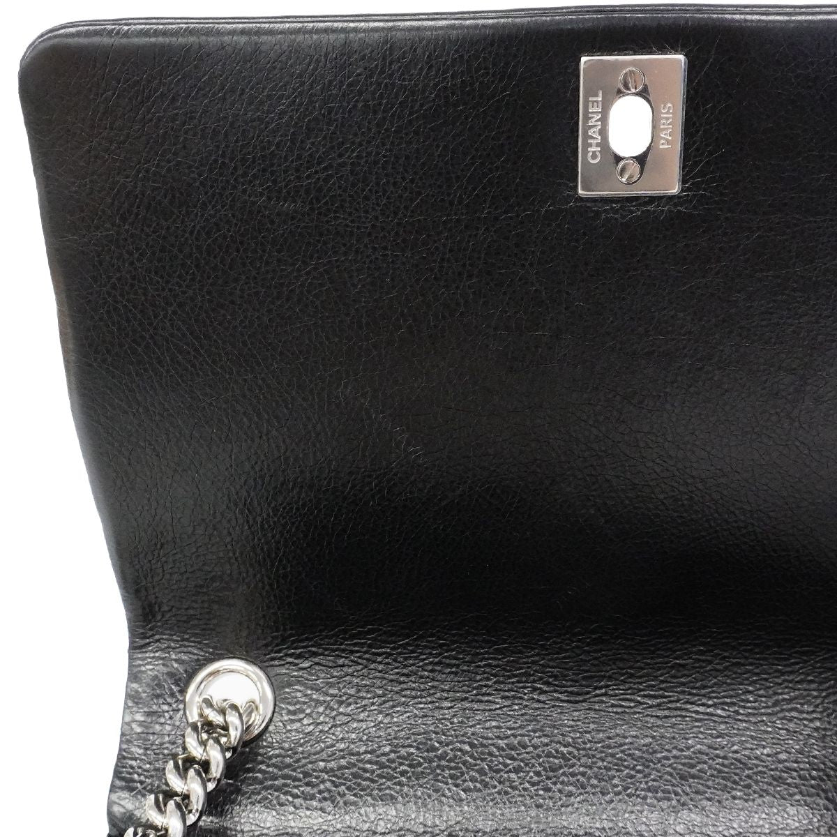 Chanel Shoulder Bag Quilted Leather Black Silver — view 7