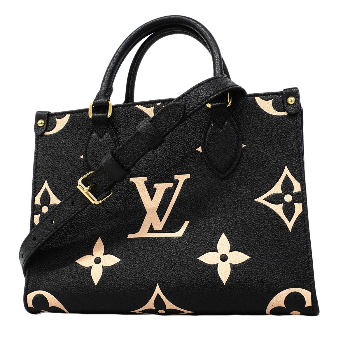Louis Vuitton Handbag Monogram Empreinte Bicolor On The Go PM Beige Noir 2-Way