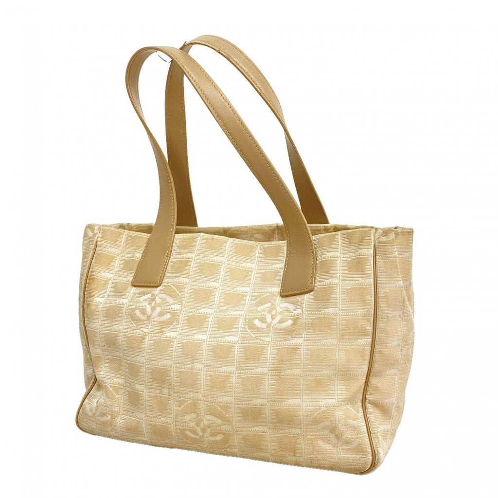Chanel Tote New Travel Nylon Beige Champagne Gold
