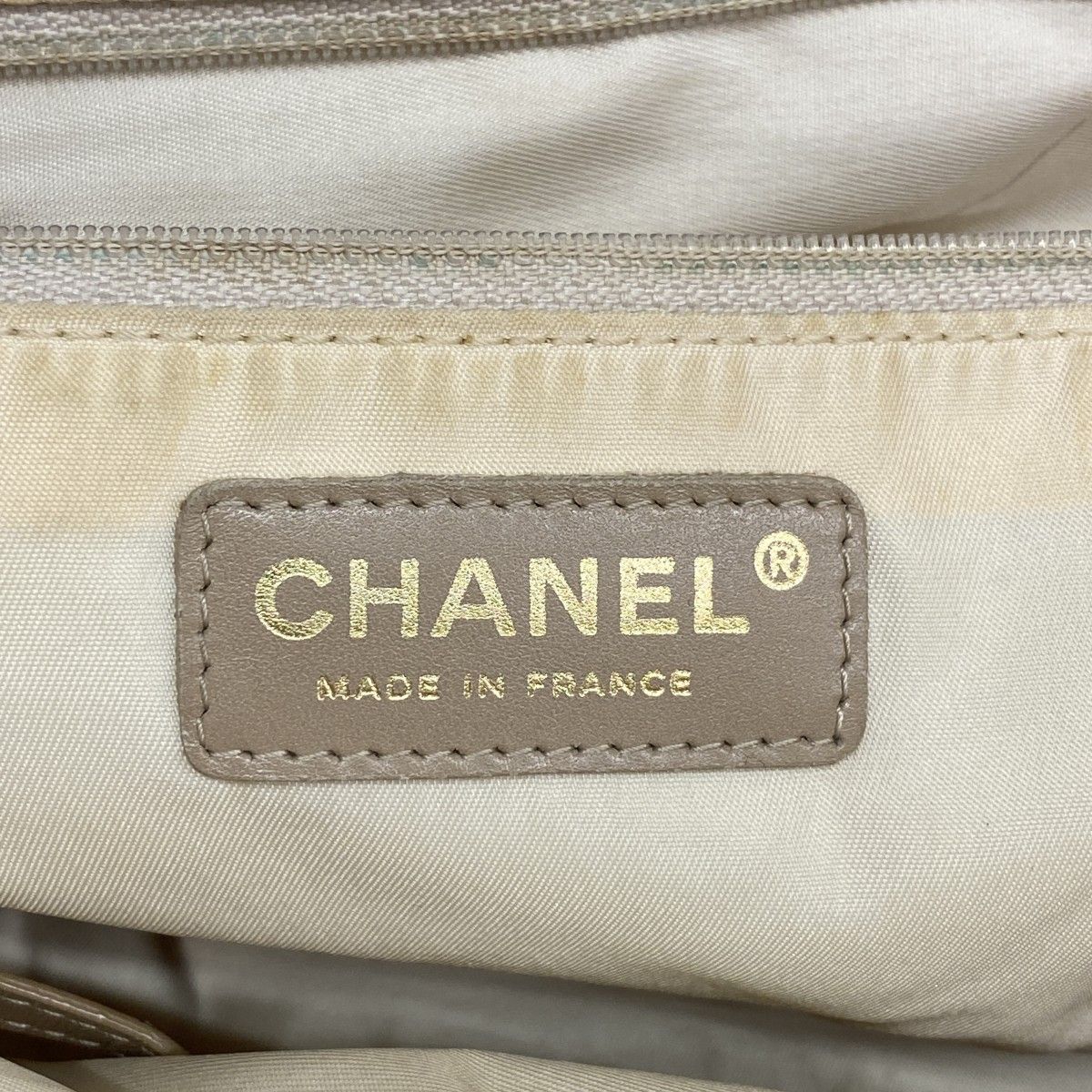 Chanel Tote New Travel Nylon Beige Champagne Gold — view 5