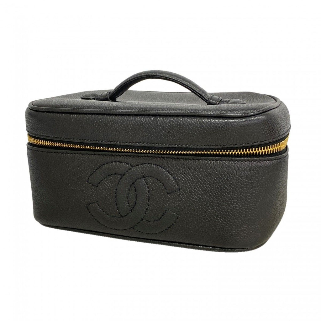 Chanel Vanity Bag Caviar Leather Black Gold