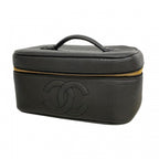 Chanel Vanity Bag Caviar Leather Black Gold