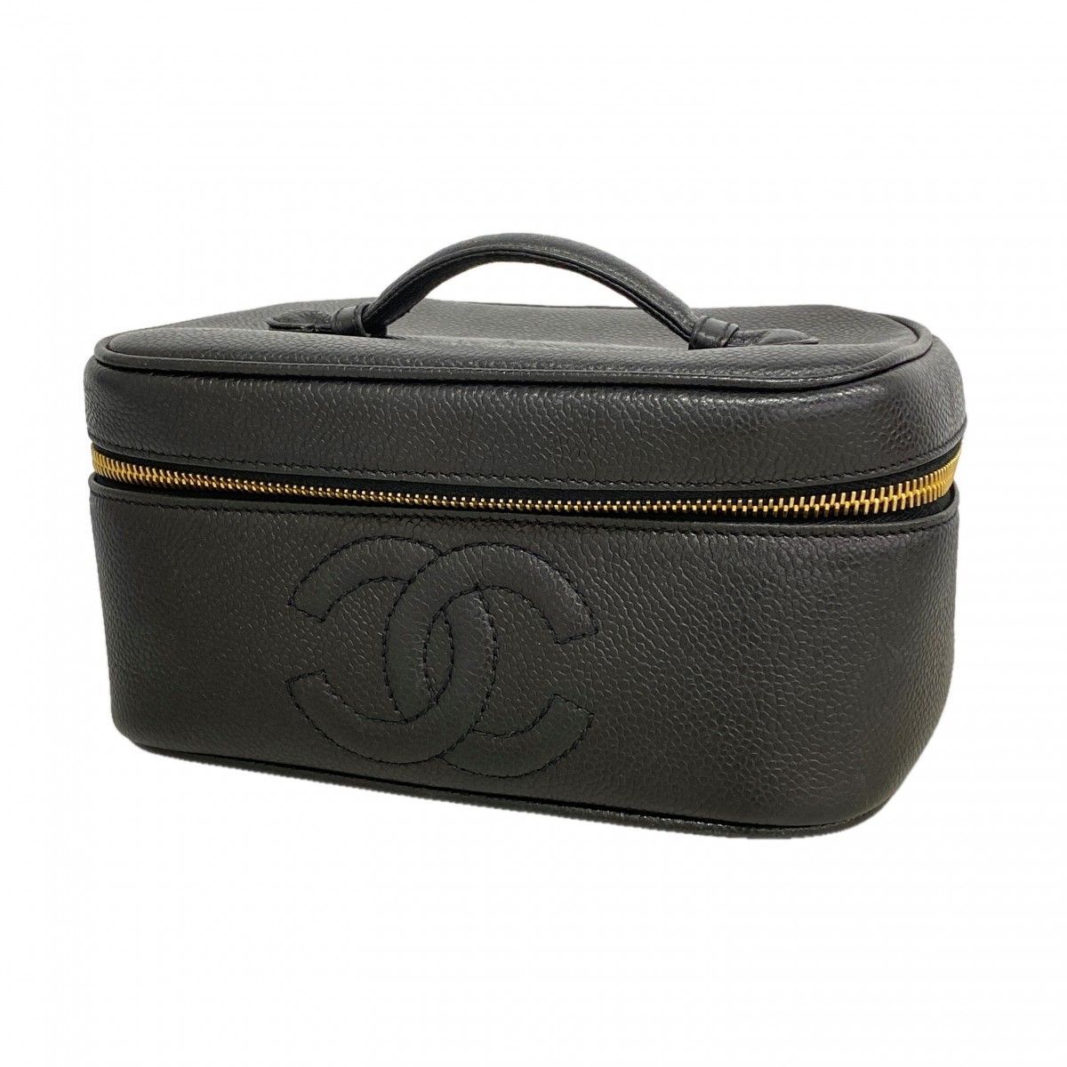 Chanel Vanity Bag Caviar Leather Black Gold