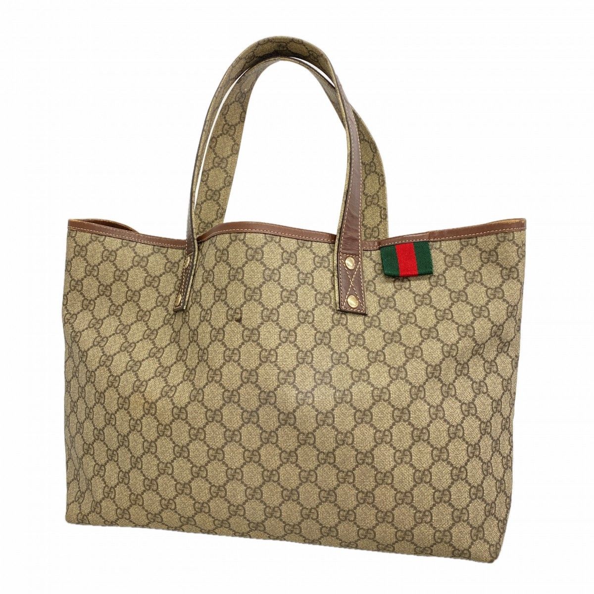 Gucci Tote GG Supreme Beige Brown Champagne Gold