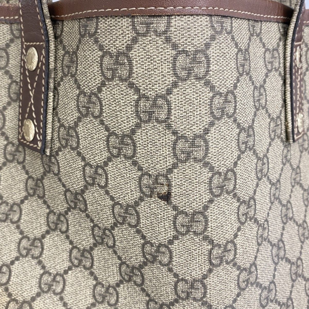 Gucci Tote GG Supreme Beige Brown Champagne Gold — view 9