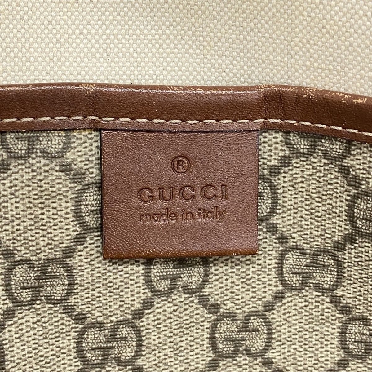Gucci Tote GG Supreme Beige Brown Champagne Gold — view 5