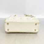 Dior Handbag Cannage Lady Leather White Champagne Gold 2-Way — view 3