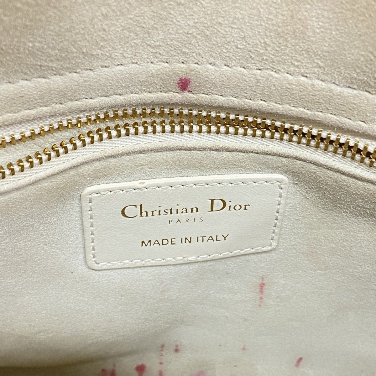Dior Handbag Cannage Lady Leather White Champagne Gold 2-Way — view 5