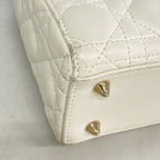 Dior Handbag Cannage Lady Leather White Champagne Gold 2-Way — view 6