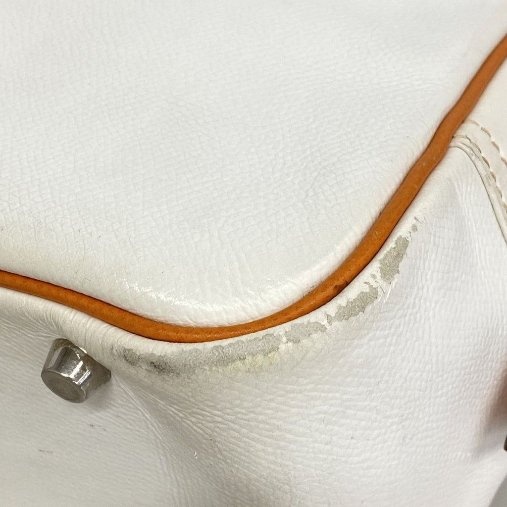 Hermes Handbag Plume 28 Veau Epsom White Orange Silver — view 6