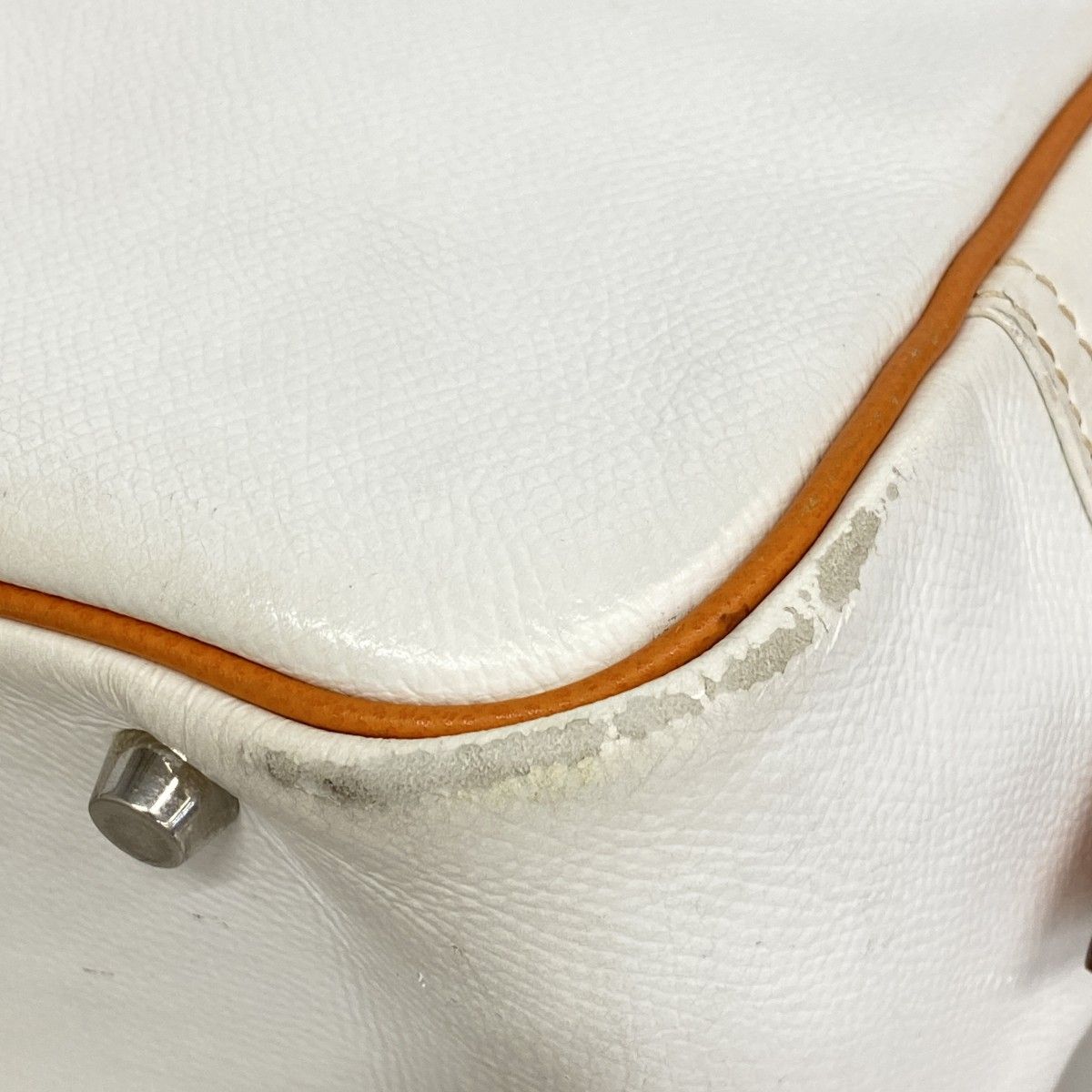 Hermes Handbag Plume 28 Veau Epsom White Orange Silver — view 6