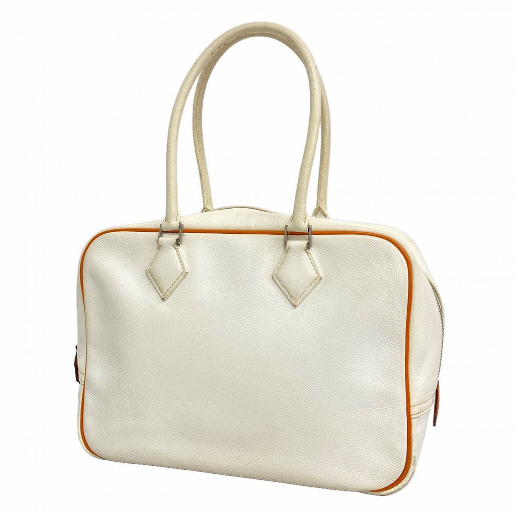 Hermes Handbag Plume 28 Veau Epsom White Orange Silver