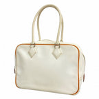 Hermes Handbag Plume 28 Veau Epsom White Orange Silver