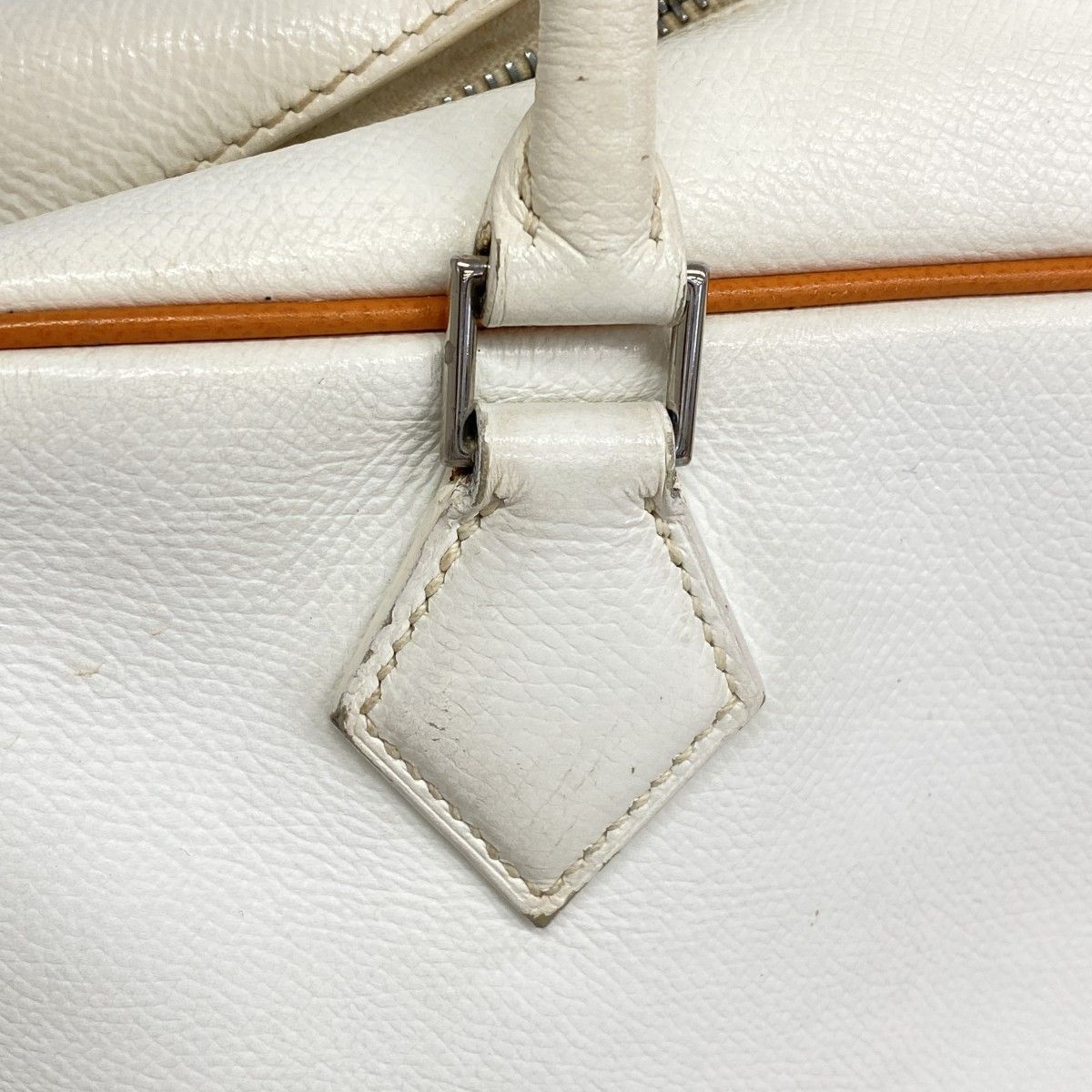 Hermes Handbag Plume 28 Veau Epsom White Orange Silver — view 8