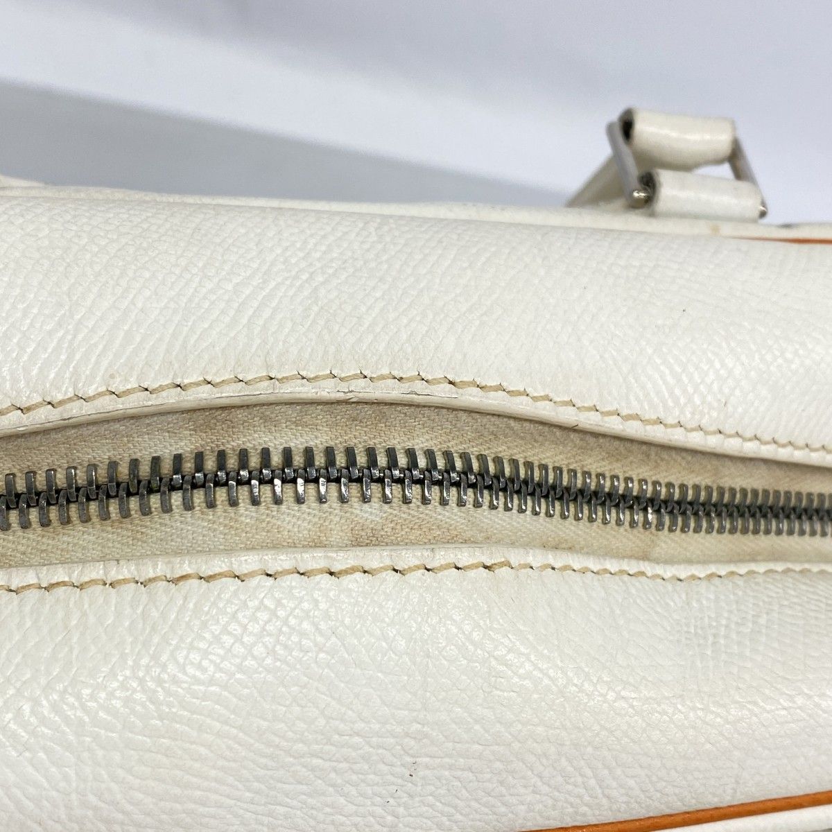Hermes Handbag Plume 28 Veau Epsom White Orange Silver — view 9