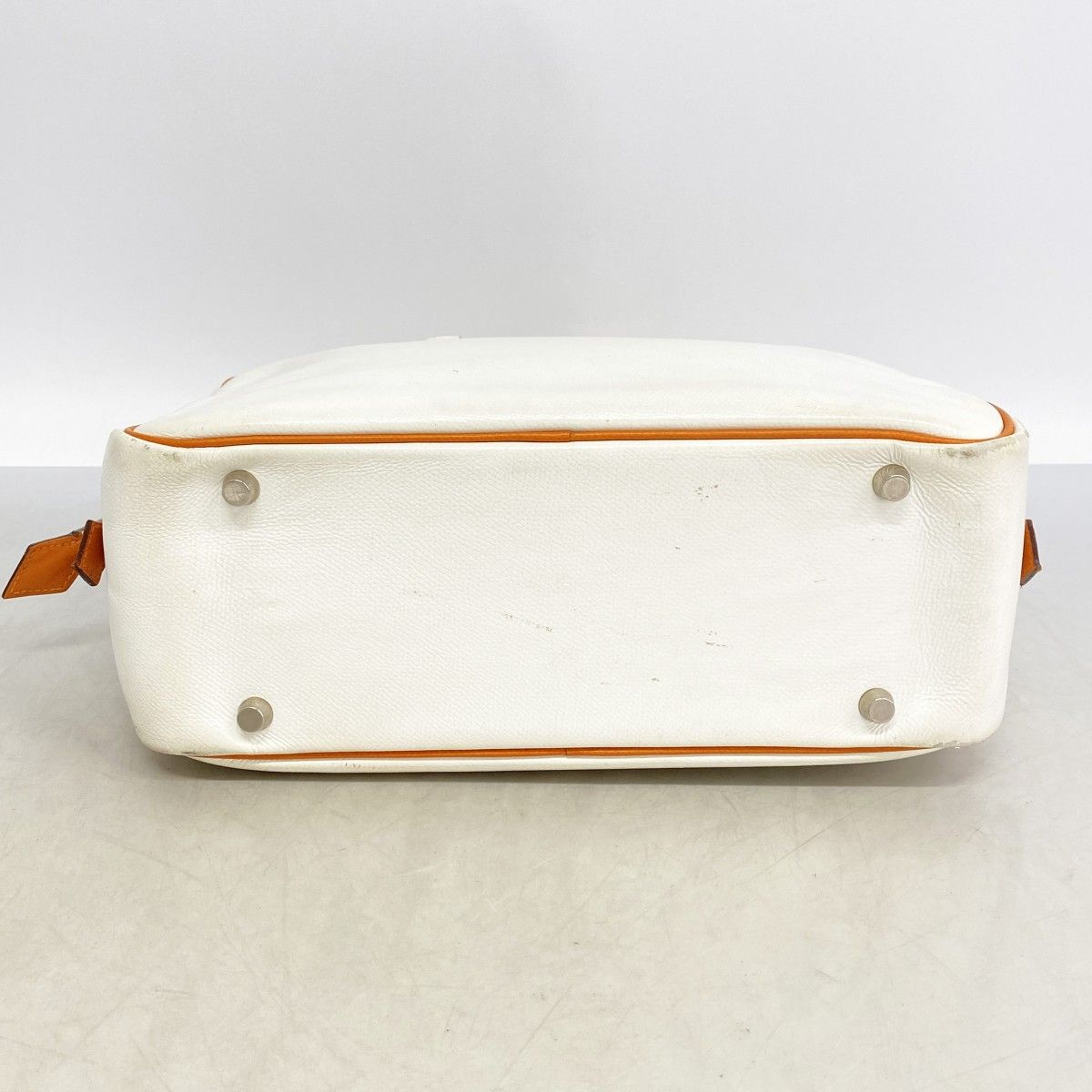Hermes Handbag Plume 28 Veau Epsom White Orange Silver — view 3