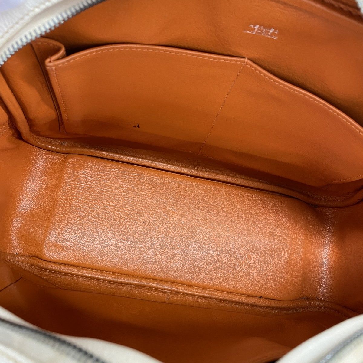 Hermes Handbag Plume 28 Veau Epsom White Orange Silver — view 4