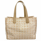 Chanel Tote New Travel Nylon Beige Champagne Gold