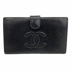 Chanel Wallet Caviar Leather Black Gold
