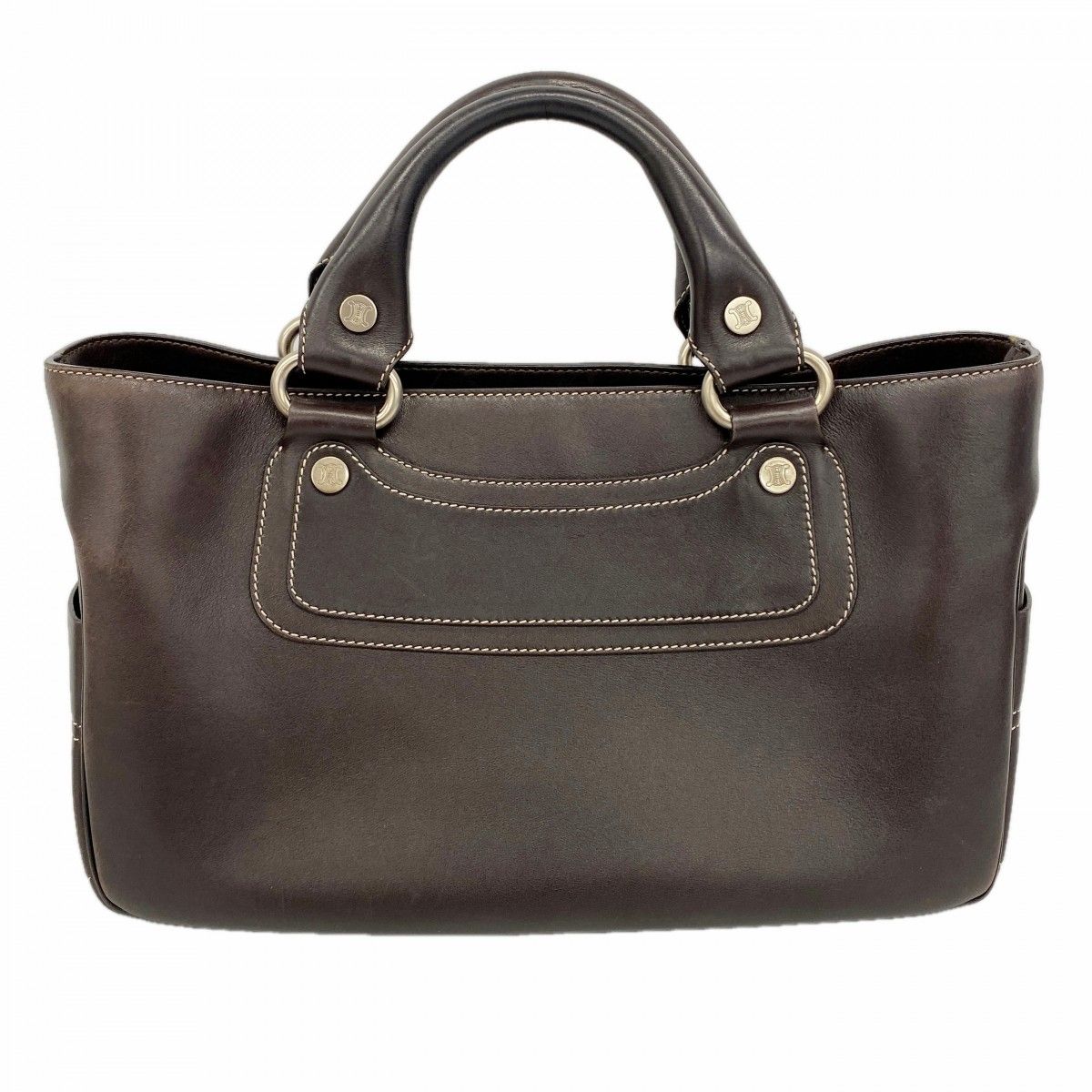 Celine Handbag Boogie Bag Leather Brown Silver