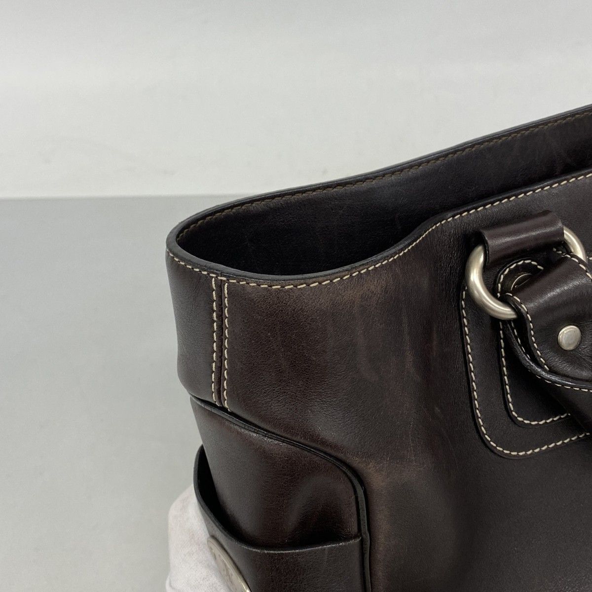 Celine Handbag Boogie Bag Leather Brown Silver — view 8