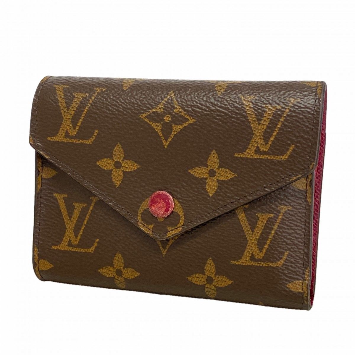 Louis Vuitton Trifold Wallet Monogram Portefeuille Victorine Brown Fuchsia