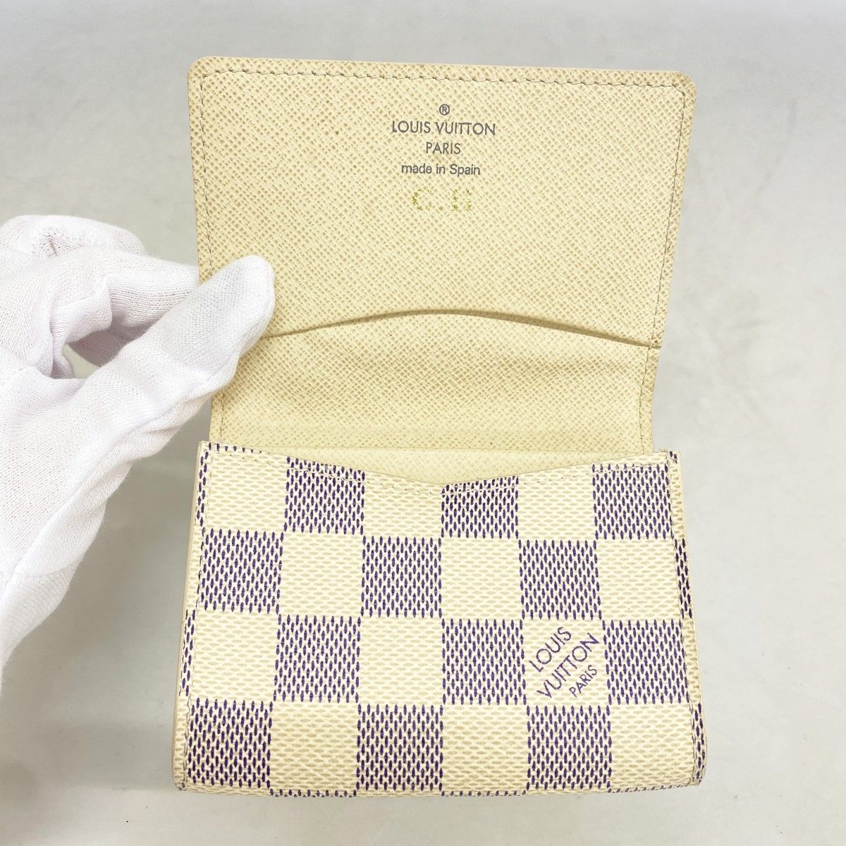 Louis Vuitton Card Case Damier Azur Envelope Business Holder White — view 8