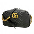 Gucci Shoulder Bag GG Marmont Leather Black Gold