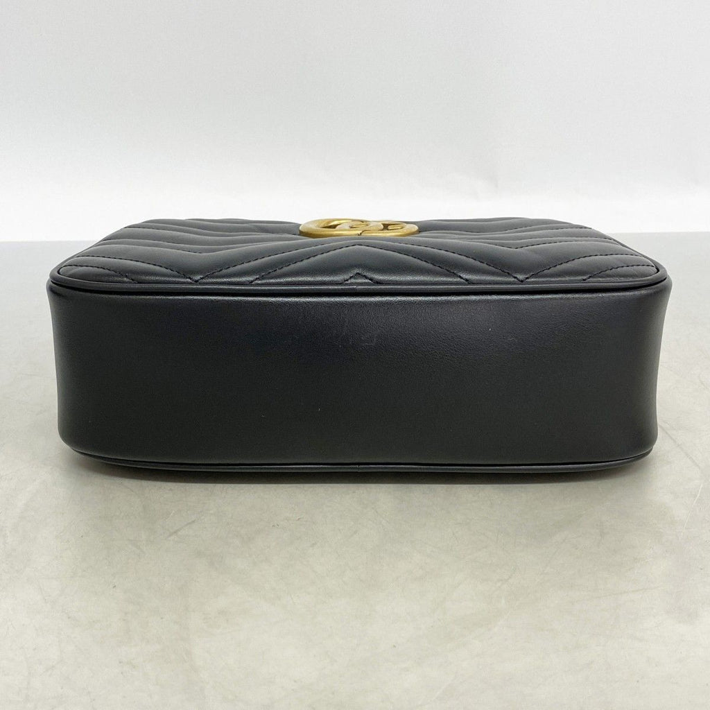 Gucci Shoulder Bag GG Marmont Leather Black Gold — view 3