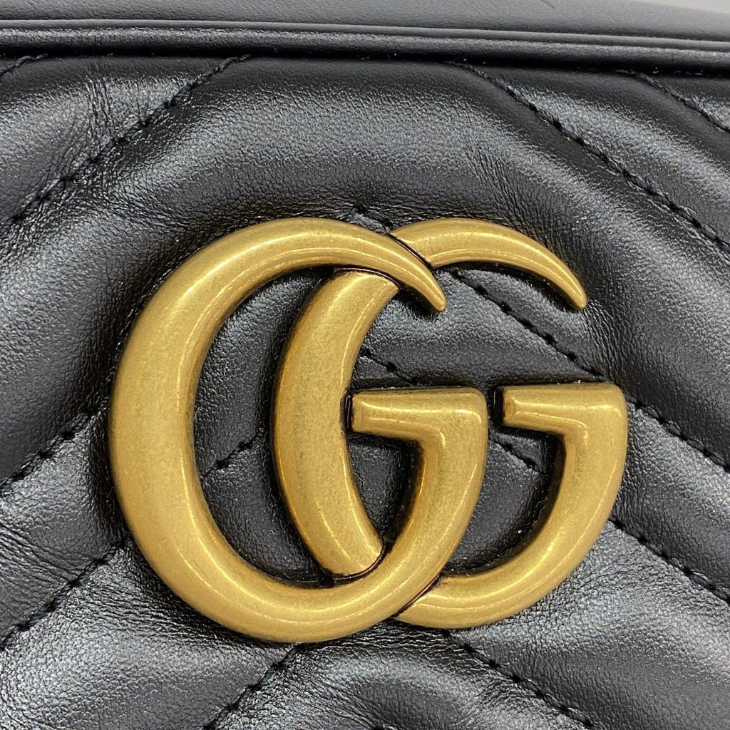 Gucci Shoulder Bag GG Marmont Leather Black Gold — view 6