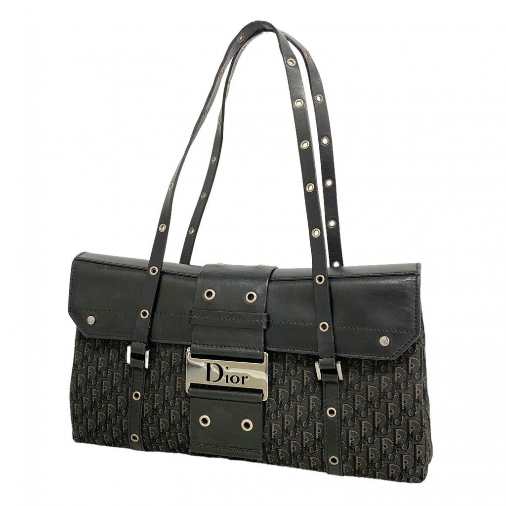 Dior Shoulder Bag Street Chic Canvas Black Silver
