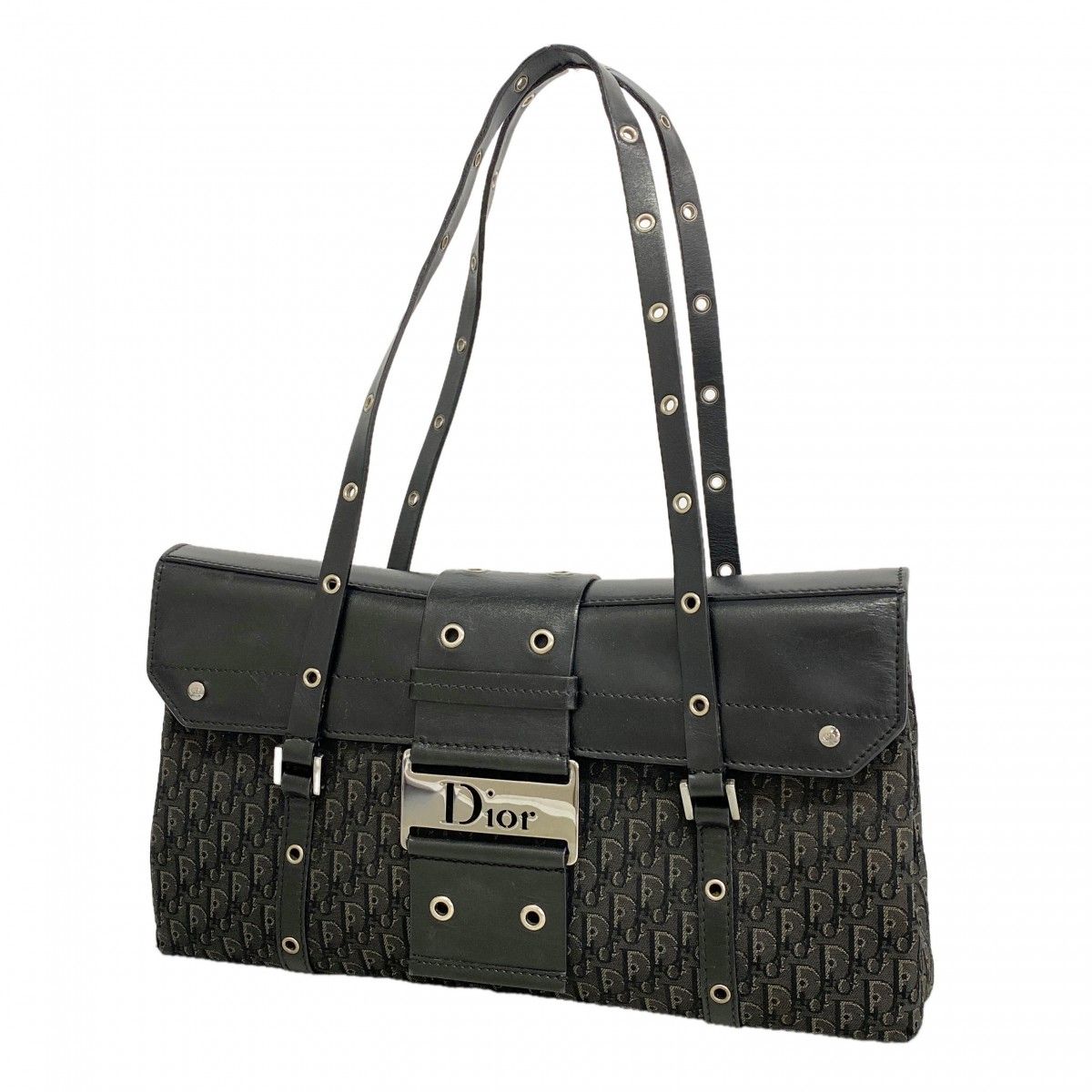 Dior Shoulder Bag Street Chic Canvas Black Silver