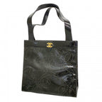 Chanel Handbag Camellia Patent Leather Black Gold