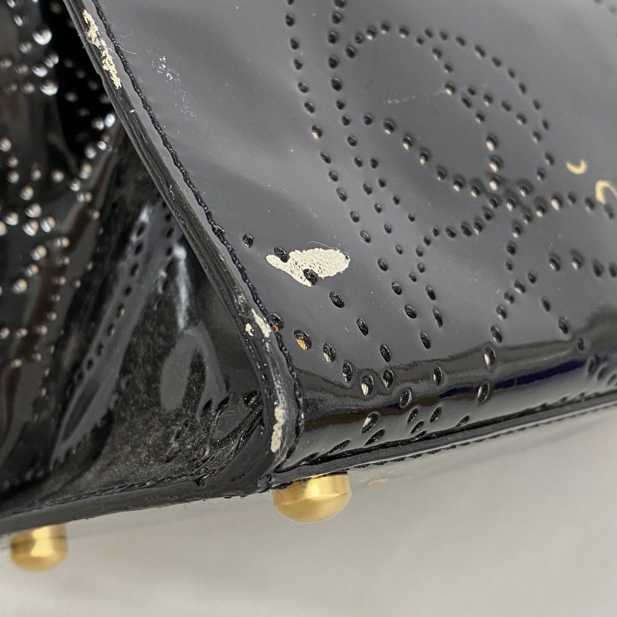 Chanel Handbag Camellia Patent Leather Black Gold — view 6