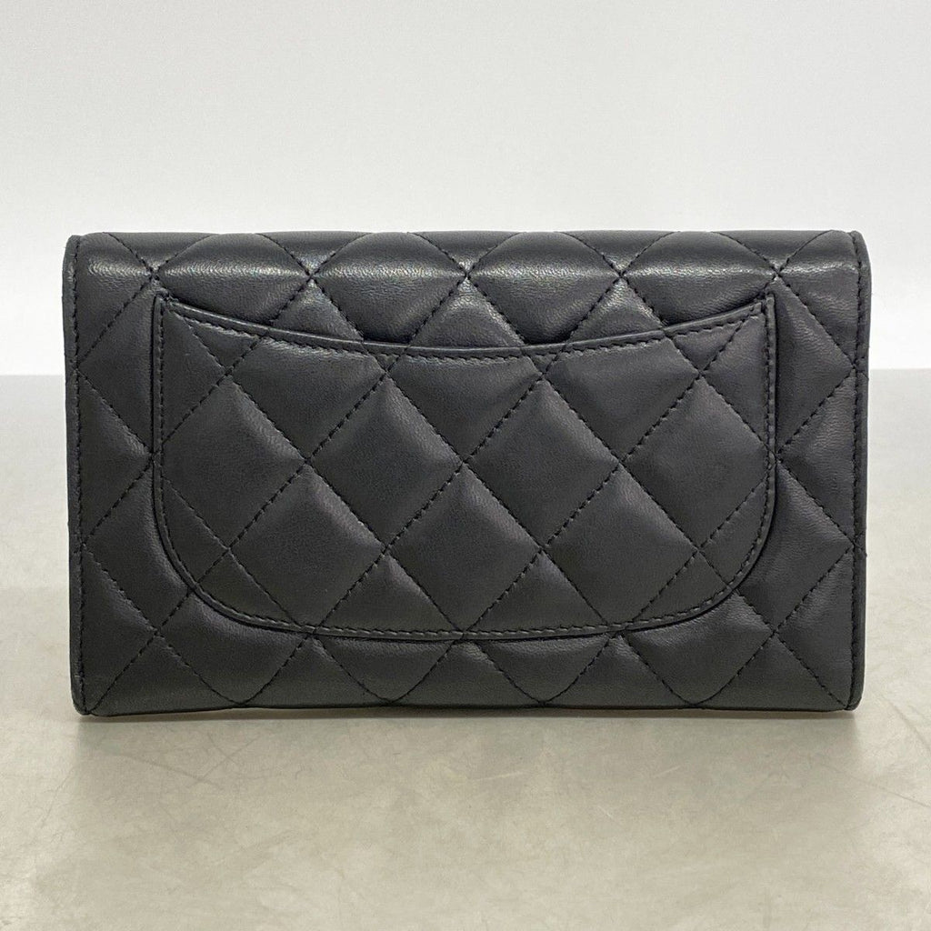 Chanel Trifold Wallet Quilted Lambskin Black Silver — view 9