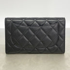 Chanel Trifold Wallet Quilted Lambskin Black Silver — view 9