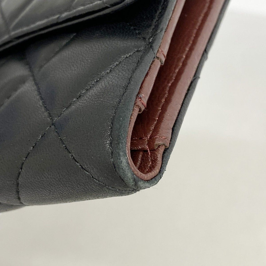 Chanel Trifold Wallet Quilted Lambskin Black Silver — view 5