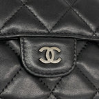 Chanel Trifold Wallet Quilted Lambskin Black Silver — view 7