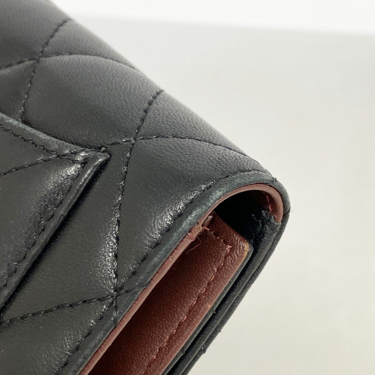 Chanel Trifold Wallet Quilted Lambskin Black Silver — view 6