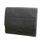 Chanel Wallet Quilted Lambskin Black Silver