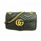 Gucci Shoulder Bag GG Marmont Leather Black Gold